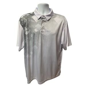 PGA Tour Pro Series Athletic Fit Polo Golf Shirt White Gray & Blue Mens Size XL